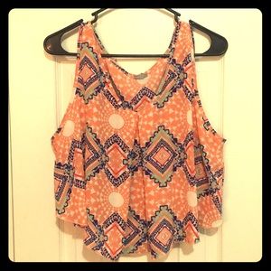 XL Orange Blue Charlotte Russe Crop Top
